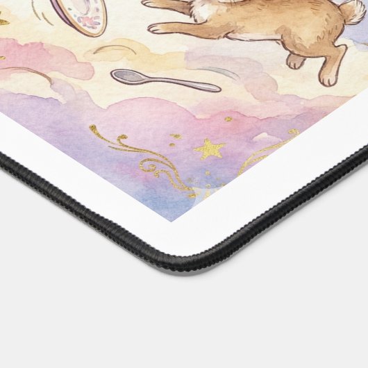 Whimsical Tea Party Animals – Cute Fox, Bunny & Ba Schreibtischunterlage (Ecke)