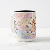 Whimsical Tea Party Animals  Zweifarbige Tasse (Vorderseite Links)
