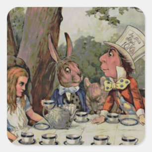 Whimsical Tea Party MadHatter Quadratischer Aufkleber