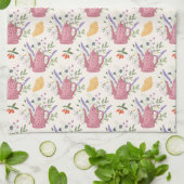 Whimsical Tea Time Doodle Kitchen Towel  Geschirrtuch (Gefaltet)