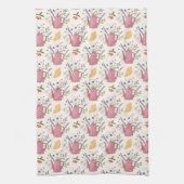 Whimsical Tea Time Doodle Kitchen Towel  Geschirrtuch (Vertikal)