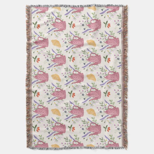 Whimsical Tea Time Doodle Throw Blanket Decke (Vorderseite Vertikal)