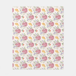 Whimsical Tea Time Doodle Throw Blanket Fleecedecke