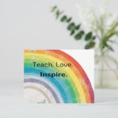 Whimsical Teach Liebe Inspirierte Rainbow Teacher Postkarte (Stehend Vorderseite)