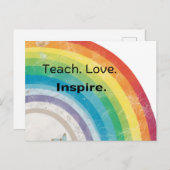 Whimsical Teach Liebe Inspirierte Rainbow Teacher Postkarte (Vorne/Hinten)