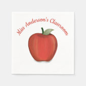 Whimsical Teacher Red Apple Niedlich Custom Serviette (Vorderseite)