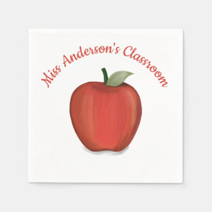 Whimsical Teacher Red Apple Niedlich Custom Serviette