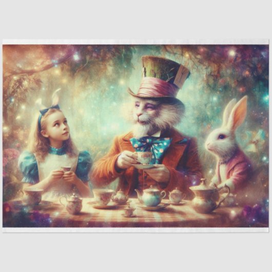 Whimsical Teatime In Wonderland Decoupage Seidenpapier (Vorderseite)