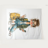 Whimsical Tech-Overload Girl Chaos Wandteppich (Vorderseite (Horizontal))
