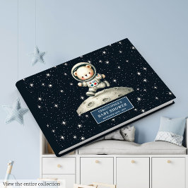 Whimsical Teddy Bear Astronautin Baby Dusche Gästebuch