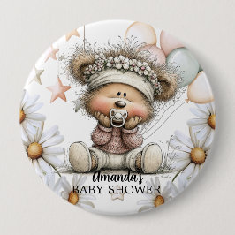 Whimsical Teddy Bear Baby Shower Button