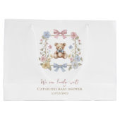 Whimsical Teddy Bear Baby Shower Gift Carrier Große Geschenktüte (Rückseite)