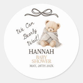 Whimsical Teddy Bear Baby Shower Runder Aufkleber