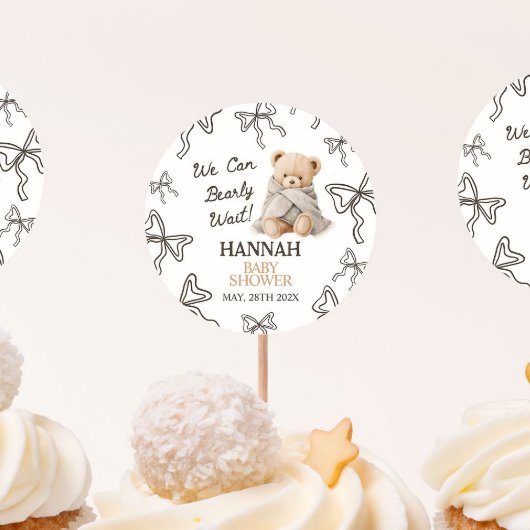 Whimsical Teddy Bear Baby Shower  Runder Aufkleber