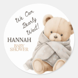 Whimsical Teddy Bear Baby Shower Runder Aufkleber