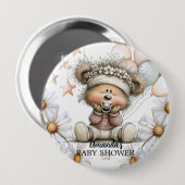 Whimsical Teddy Bear Babyparty Button (Vorne & Hinten)