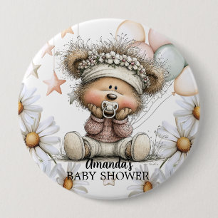 Whimsical Teddy Bear Babyparty  Button