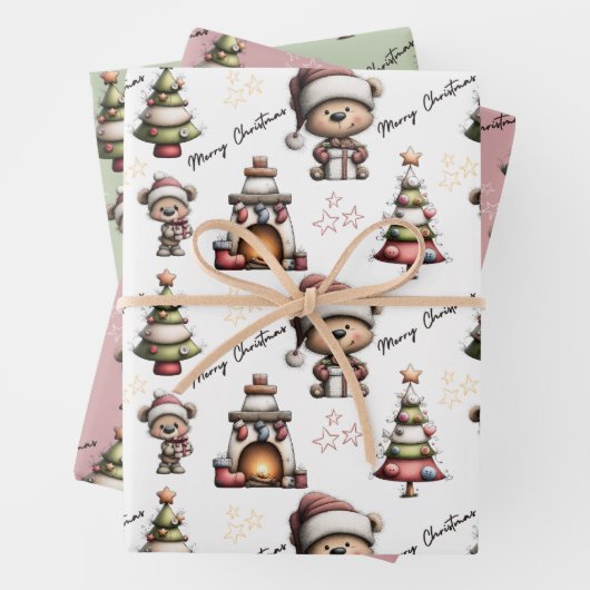 Whimsical Teddy Bear Christmas  Geschenkpapier Set (Beispiel)