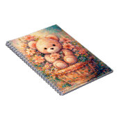 Whimsical Teddy Bear in Floral Basket Pastel Art Notizblock (Rechte Seite)