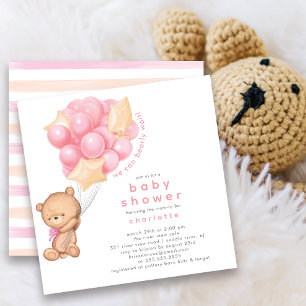 Whimsical Teddy Girls Baby Shower Einladung