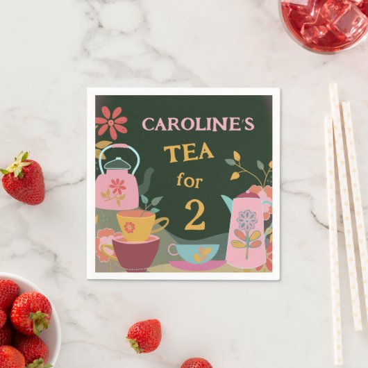 Whimsical Tee für 2. Geburtstag Serviette (Beispiel)