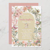 Whimsical Tee für zwei Wildblumen Garten Geburtsta Einladung (Vorne/Hinten)