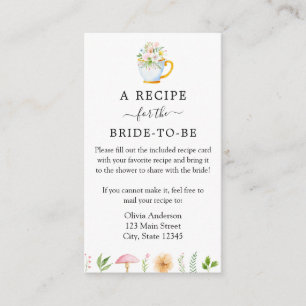 Whimsical Tee Party Bridal Rezept Anfrage Begleitkarte