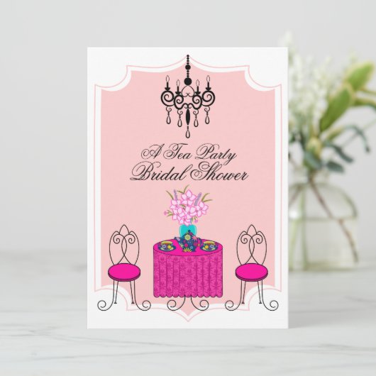 Whimsical Tee Party Einladung (Stehend Vorderseite)