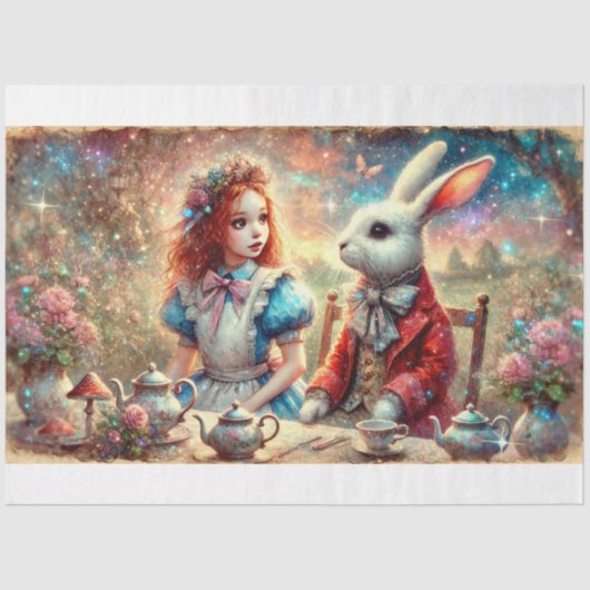 Whimsical Tee Party Fantasy Garden Entdeckungsreis Seidenpapier (Vorderseite)