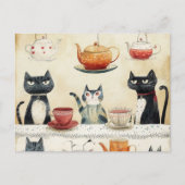 Whimsical Tee Pot Cats Postkarte (Vorderseite)