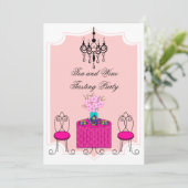 Whimsical Tee und Party zur Weinverkostung Einladung (Stehend Vorderseite)