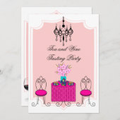 Whimsical Tee und Party zur Weinverkostung Einladung (Vorne/Hinten)