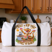 Whimsical Tee With Cake-Baking Snake Duffle Bag