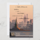 Whimsical Terra Cotta New York QR Foto Wedding Einladung (Vorderseite)