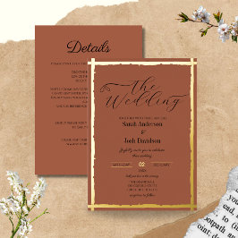 Whimsical Terracota Gold Wedding Folieneinladung