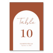 Whimsical Terracotta Arch Frame Script Hochzeit Tischnummer (Rückseite)