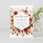 Whimsical Terracotta Hochzeit Save The Date (Stehend Vorderseite)