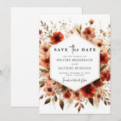 Whimsical Terracotta Hochzeit Save The Date (Vorne/Hinten)
