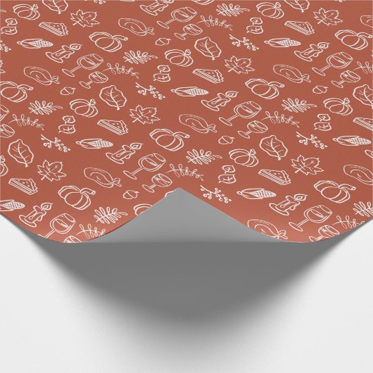 Whimsical Terracotta Niedlich Hand Dragezeichneter Geschenkpapier (Ecke)