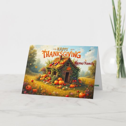 Whimsical Thanksgiving-Ernte Karte (Vorderseite)
