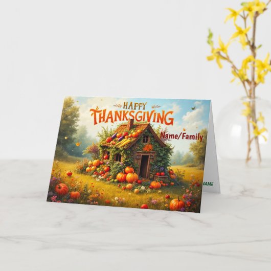 Whimsical Thanksgiving Harvest Karte (Gelbe Blume)