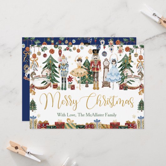 Whimsical The Nutcracker Weihnachtsballett Gruß Karte (Vorderseite/Rückseite Beispiel)