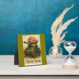 Whimsical Think Tank Cartoon-Design Fotoplatte