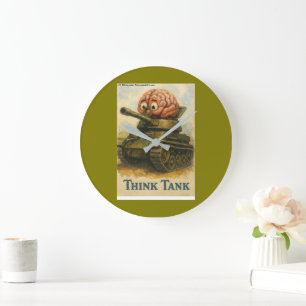 Whimsical Think Tank Cartoon-Design Große Wanduhr