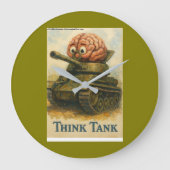 Whimsical Think Tank Cartoon-Design Große Wanduhr (Vorderseite)