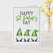 Whimsical Three Green Gnomes St Patrick's Day Karte (Gelbe Blume)