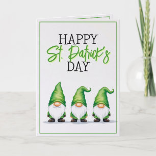 Whimsical Three Green Gnomes St Patrick's Day Karte