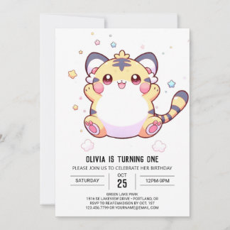 Whimsical Tiger 1. Geburtstag Einladung