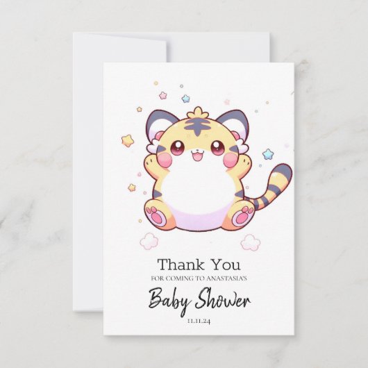 Whimsical Tiger Baby Dusche Dankeskarte (Vorderseite)