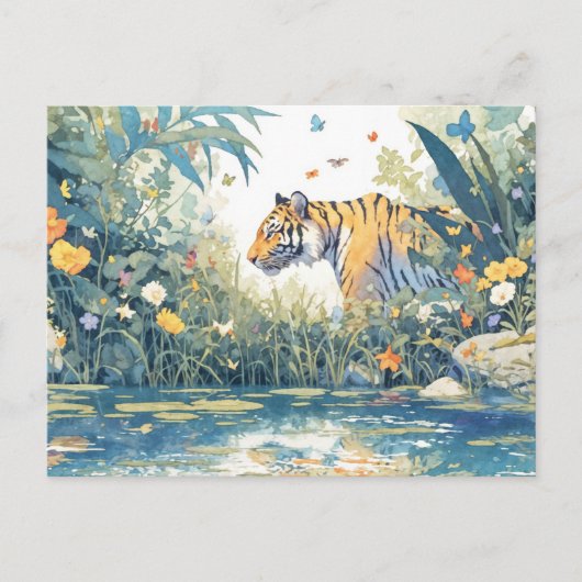 Whimsical Tiger by Watercolor River Postkarte (Vorderseite)